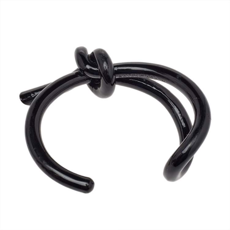 Pre Owned Balenciaga Black Metal Knot Cuff Bracelet M