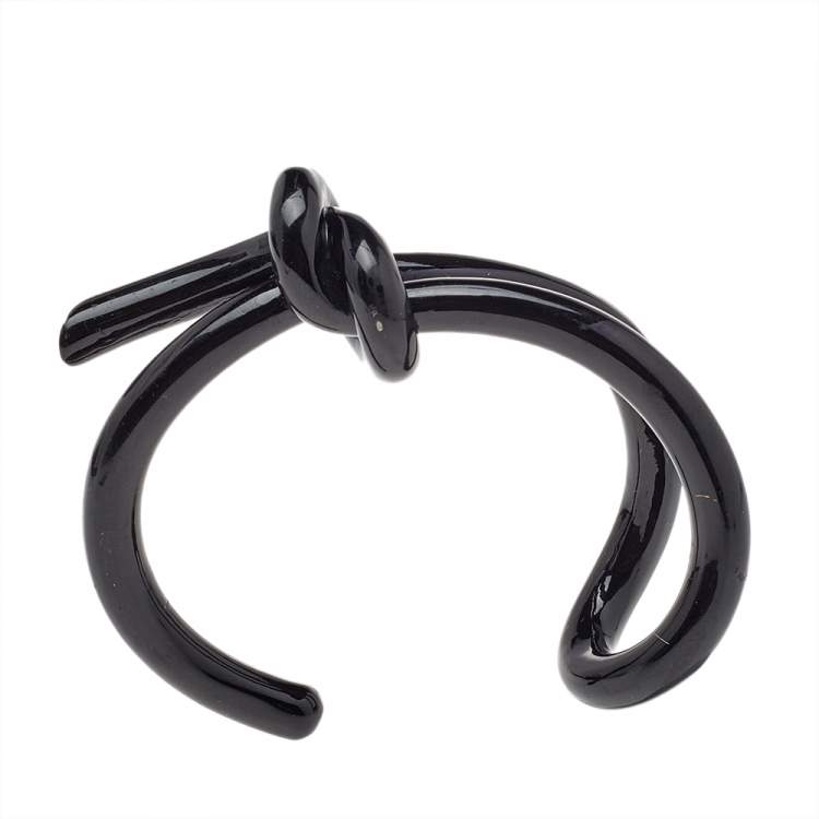 Pre Owned Balenciaga Black Metal Knot Cuff Bracelet M