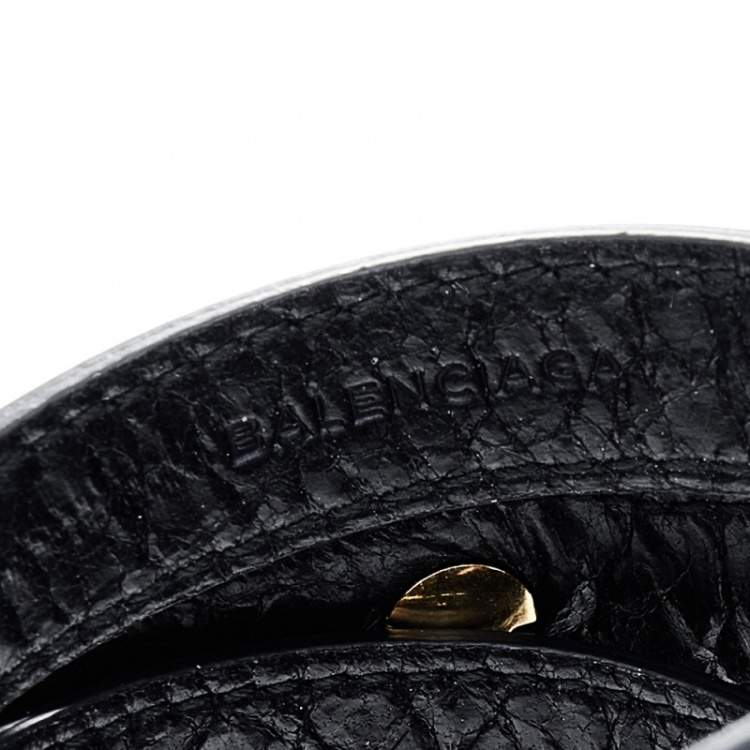 Pre Owned Balenciaga Arena Giant Black Leather Triple Tour Bracelet M