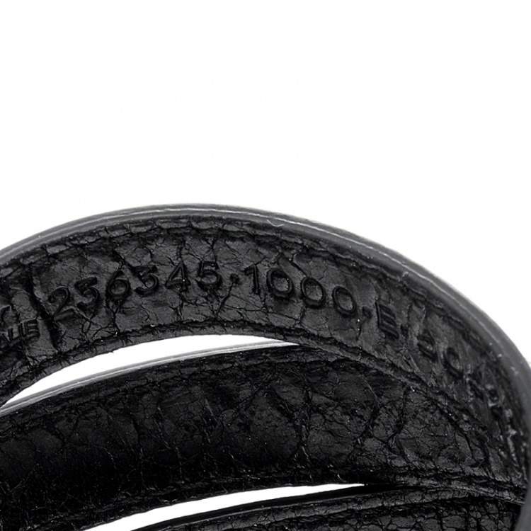 Pre Owned Balenciaga Arena Giant Black Leather Triple Tour Bracelet M