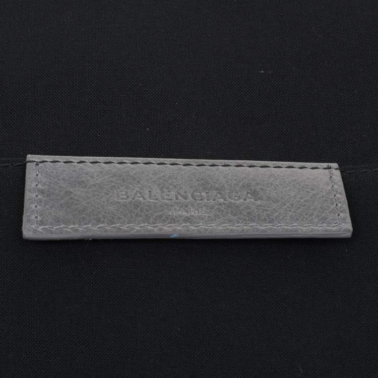 Pre Owned Balenciaga Grey Leather Laptop Case