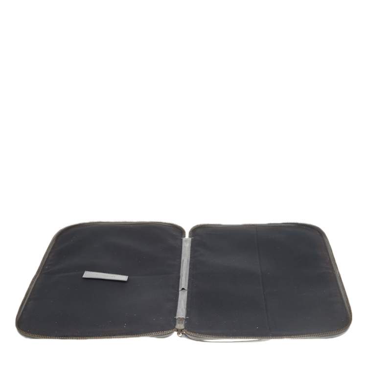 Pre Owned Balenciaga Grey Leather Laptop Case