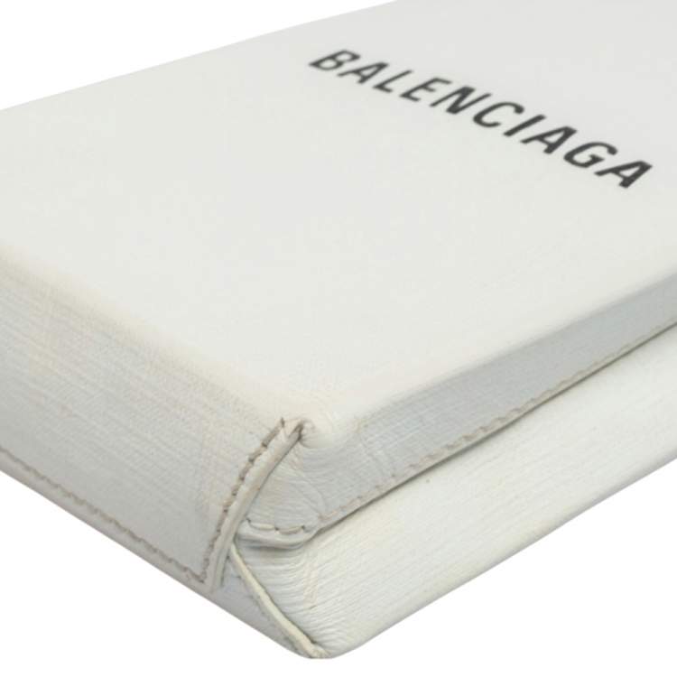 Pre Owned Balenciaga White Leather Shopping Phone Holder Bag