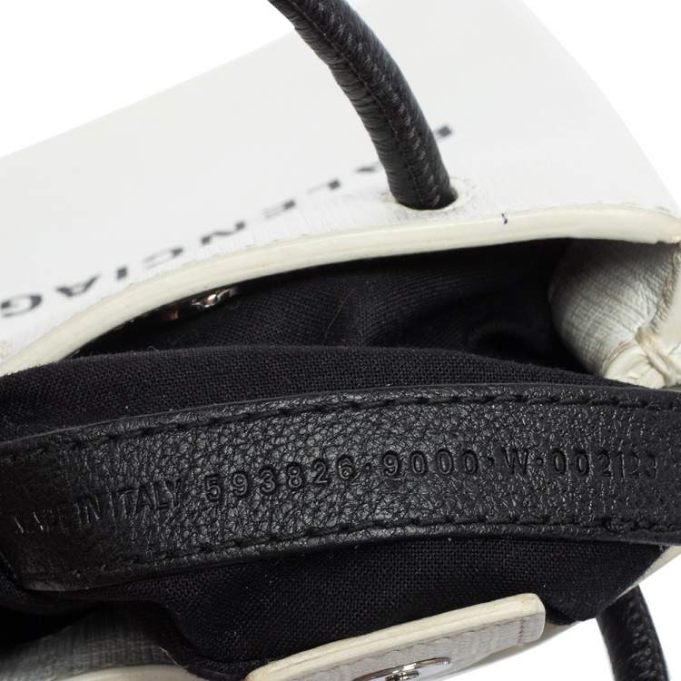 Pre Owned Balenciaga White Leather Shopping Phone Holder Bag