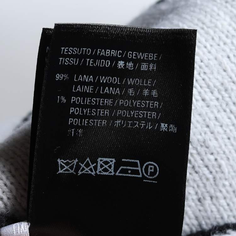 Pre Owned Balenciaga Monochrome All Over Logo Intarsia Wool Knit Stole