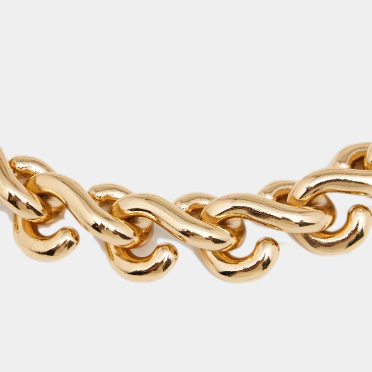 Balenciaga Chain Logo Necklace In Gold Brass in Metallic