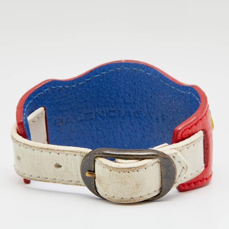 Pre Owned Balenciaga Multicolor Leather Arena Classic Bracelet 