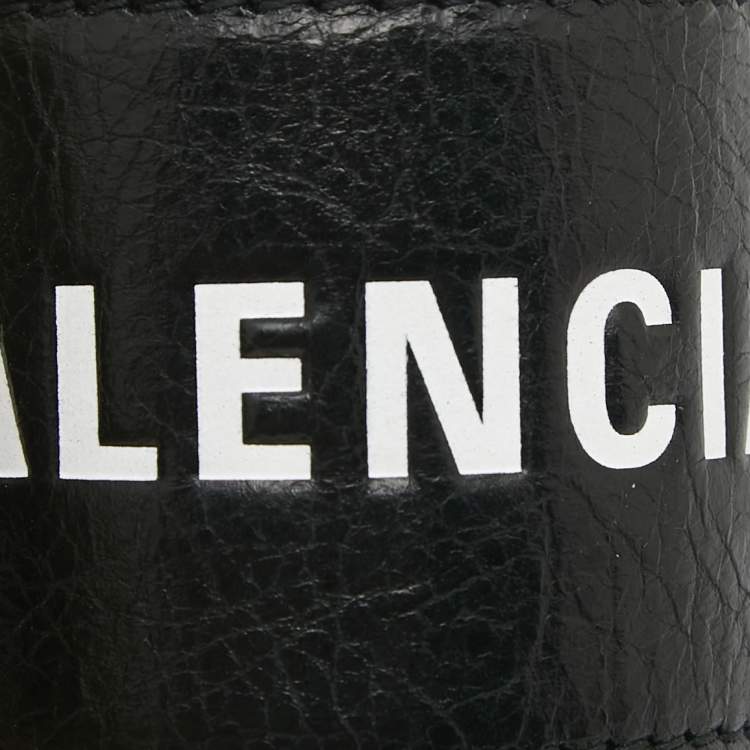 Pre Owned Balenciaga Black Textured Leather Cycle Bracelet