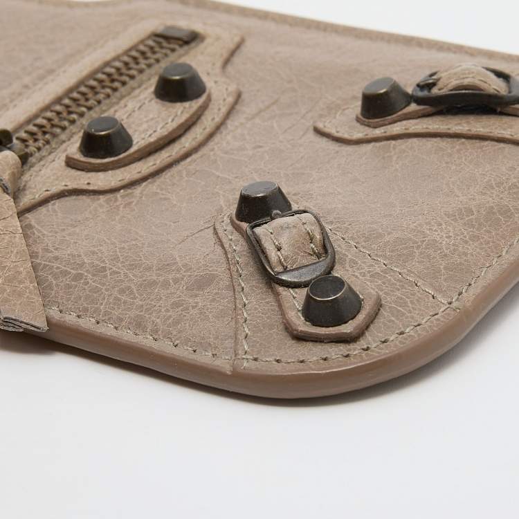 Pre Owned Balenciaga Grey Leather Arena Phone Pouch
