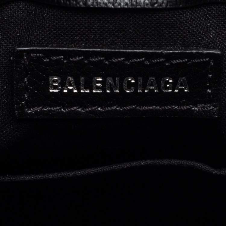 Pre Owned Balenciaga Black Leather Shopping Phone Holder Bag