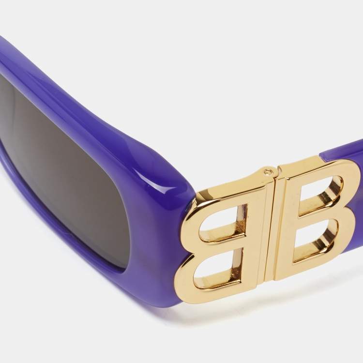 Pre Owned Balenciaga Purple/Grey BB0096S Rectangular Sunglasses