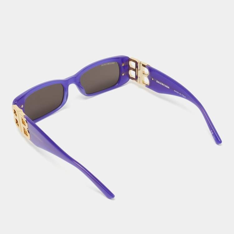 Pre Owned Balenciaga Purple/Grey BB0096S Rectangular Sunglasses