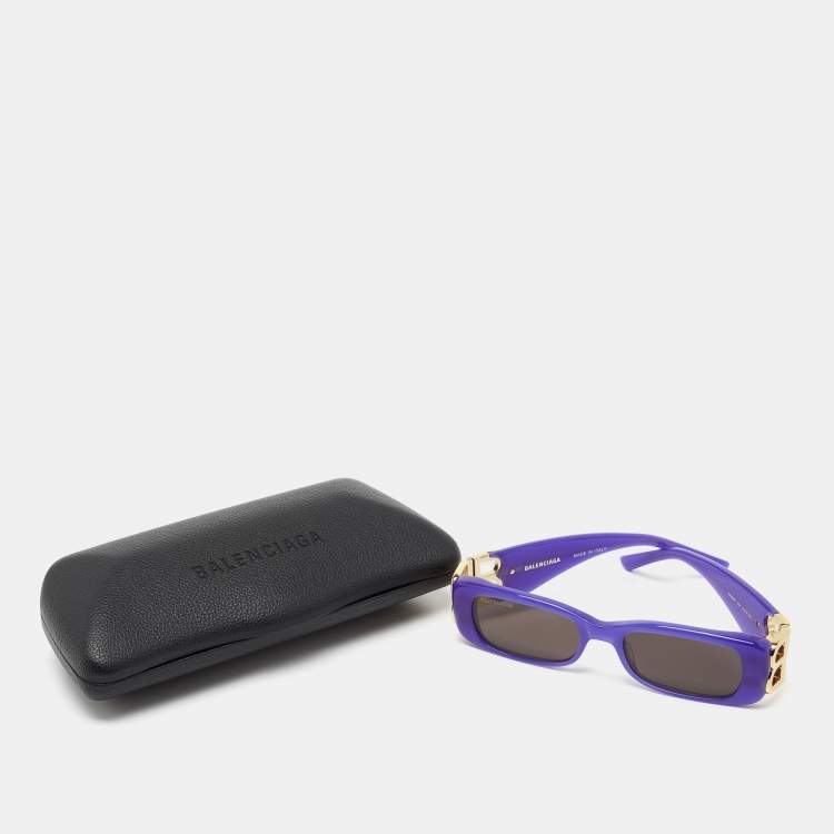 Pre Owned Balenciaga Purple/Grey BB0096S Rectangular Sunglasses