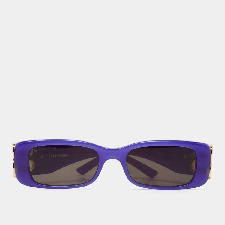 Pre Owned Balenciaga Purple/Grey BB0096S Rectangular Sunglasses