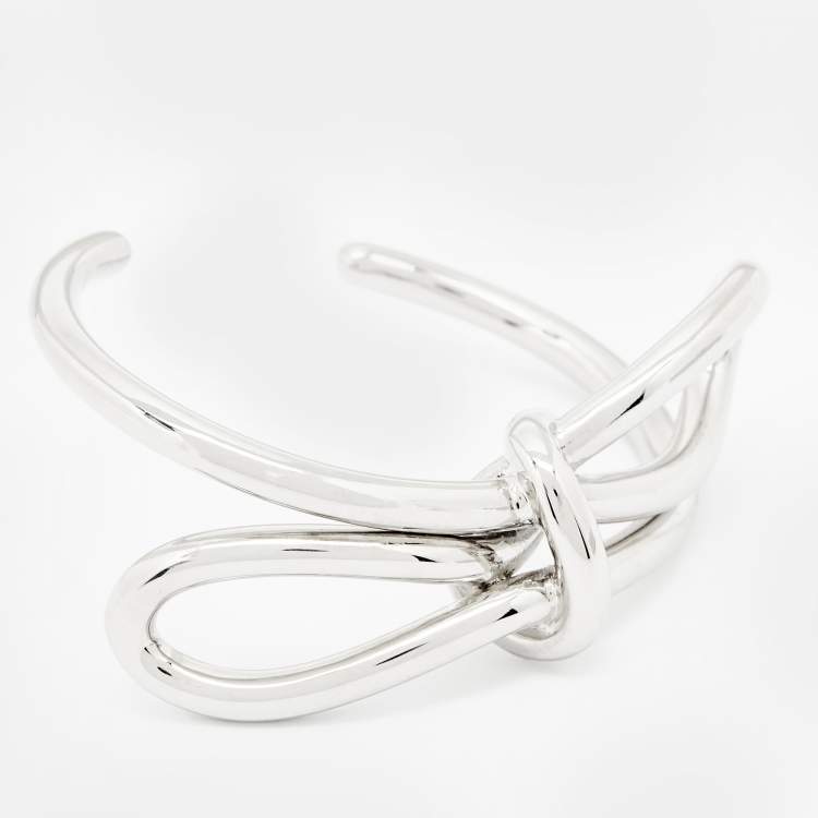 Pre Owned Balenciaga Silver Tone Boucle Knot Bracelet 