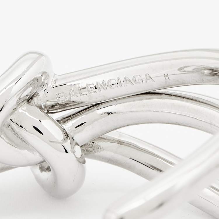 Pre Owned Balenciaga Silver Tone Boucle Knot Bracelet 
