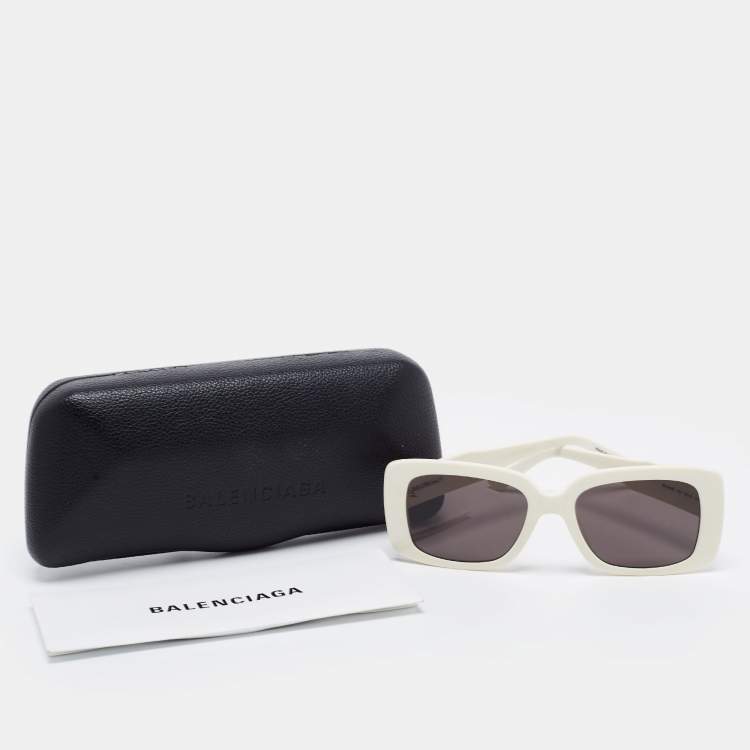Pre Owned Balenciaga White Gradient BB0048S Rectangular Sunglasses