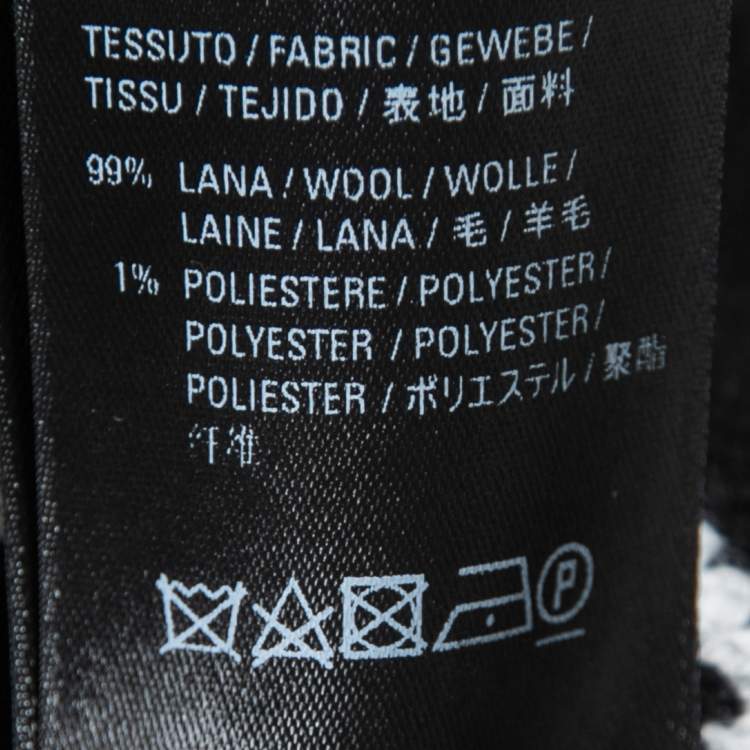 Pre Owned Balenciaga Black/White Logo Intarsia Wool Blend Scarf