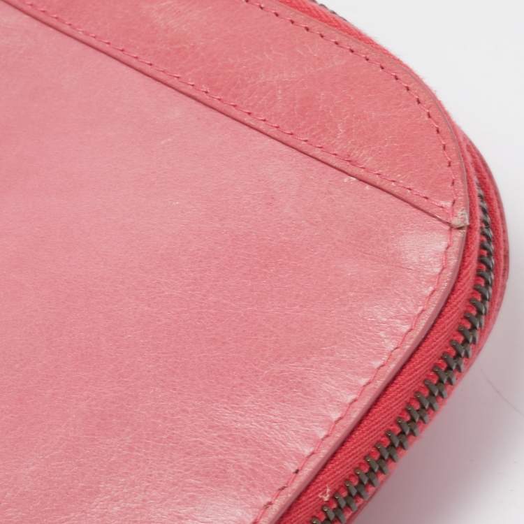 Pre Owned Balenciaga Pink Leather Arena Hardware Laptop Case