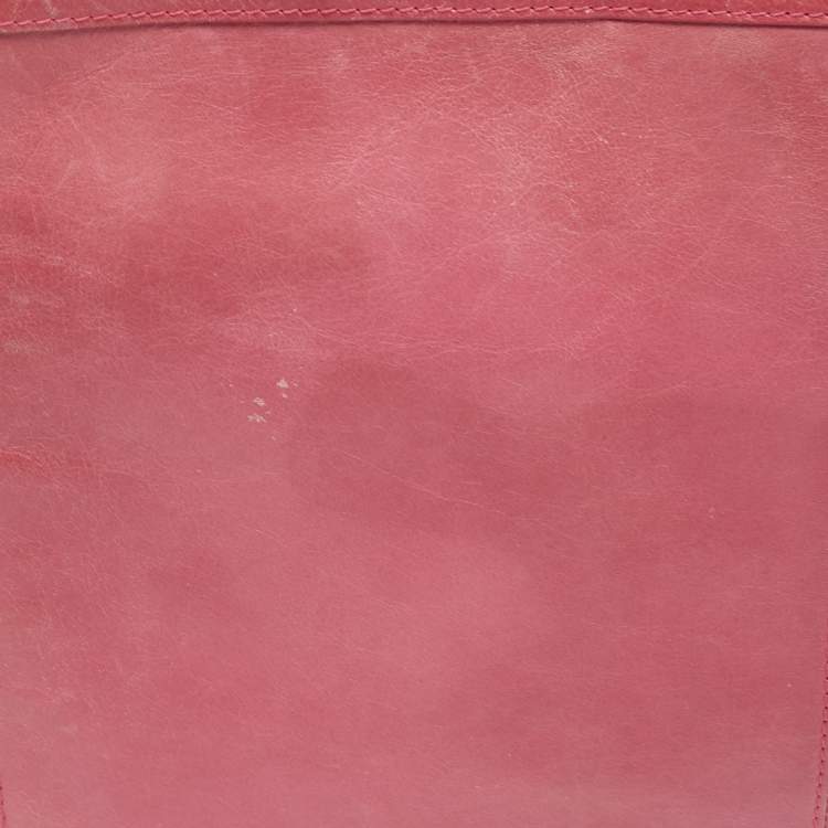 Pre Owned Balenciaga Pink Leather Arena Hardware Laptop Case