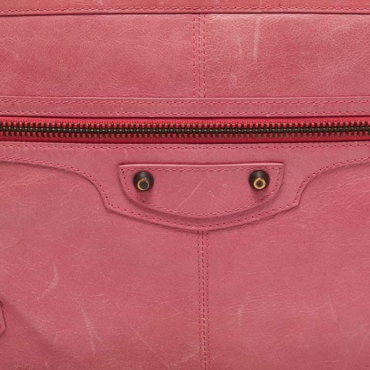 Pre Owned Balenciaga Pink Leather Arena Hardware Laptop Case