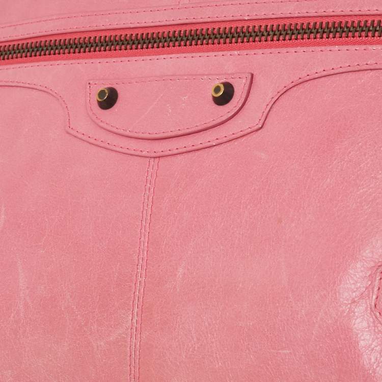 Pre Owned Balenciaga Pink Leather Arena Hardware Laptop Case