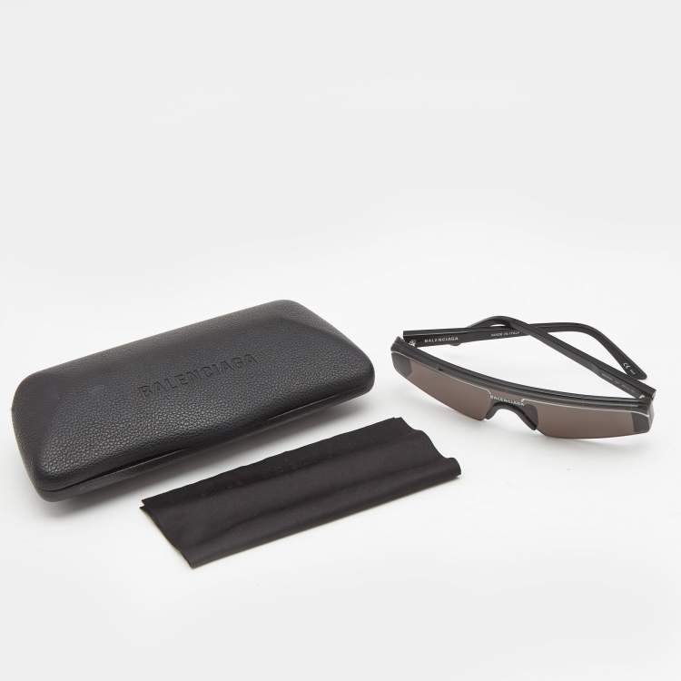 Pre Owned Balenciaga Black BB0003S Shield Sunglasses