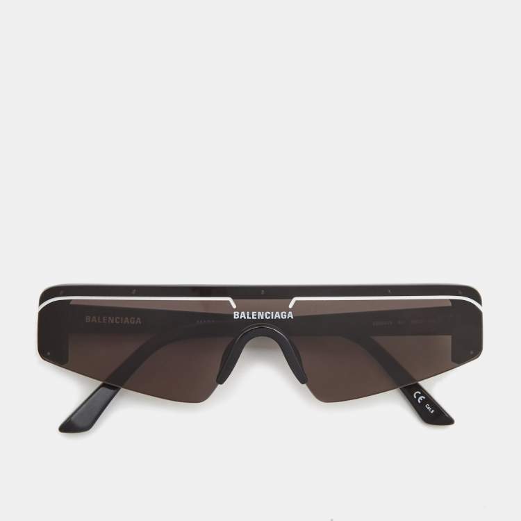 Pre Owned Balenciaga Black BB0003S Shield Sunglasses