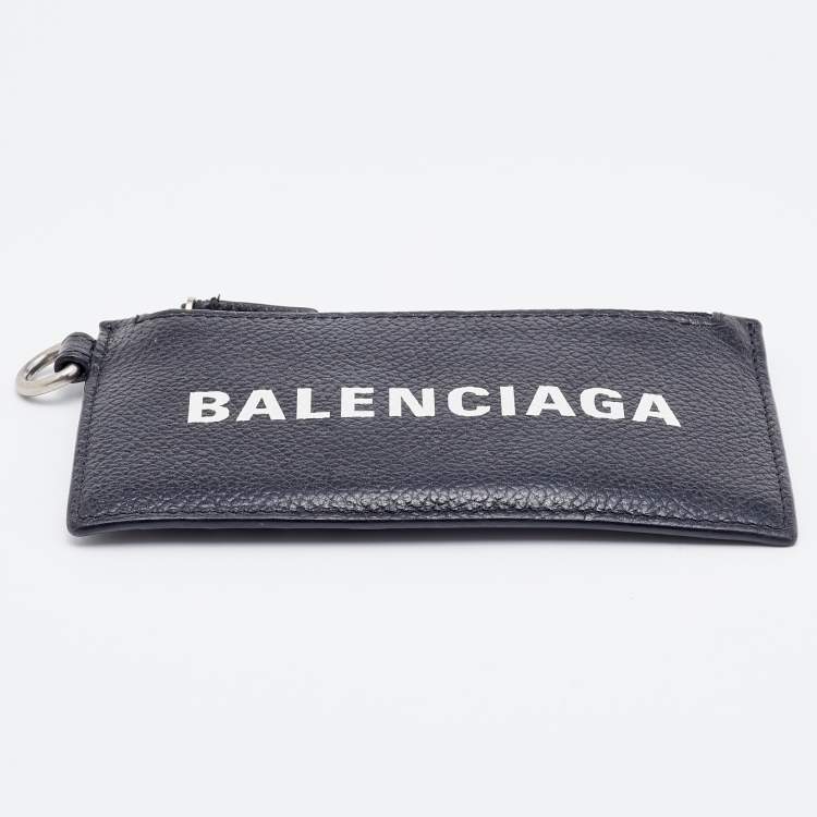 Pre Owned Balenciaga Black Leather Card Holder Lanyard