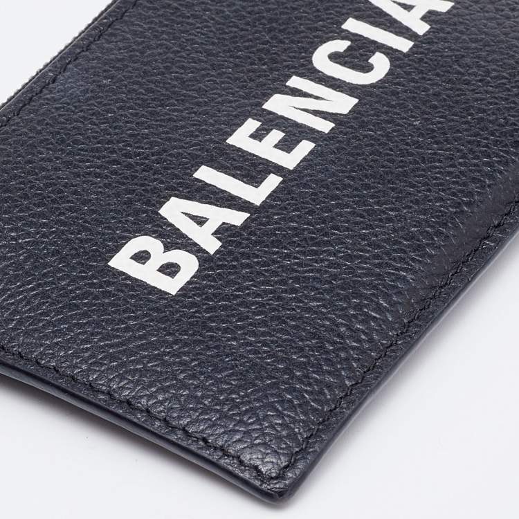 Pre Owned Balenciaga Black Leather Card Holder Lanyard