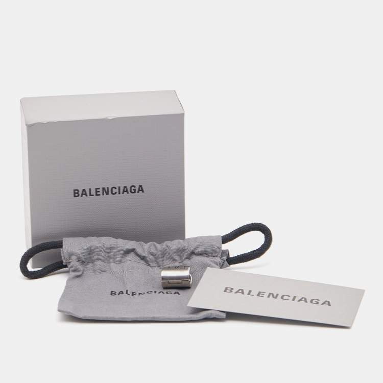 Pre Owned Balenciaga Clip Silver Tone Logo Ear Cuff
