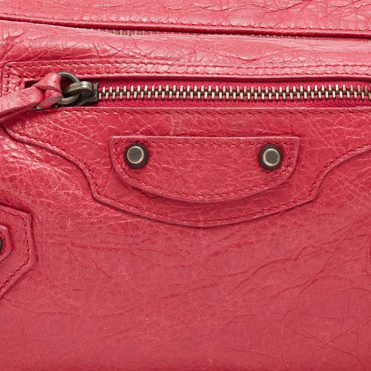 Pre Owned Balenciaga Pink Leather Cosmetic Pouch