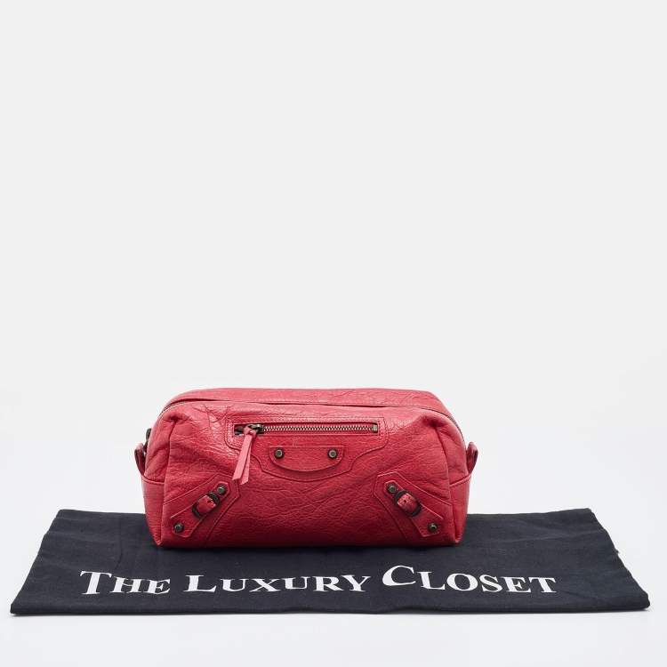 Pre Owned Balenciaga Pink Leather Cosmetic Pouch