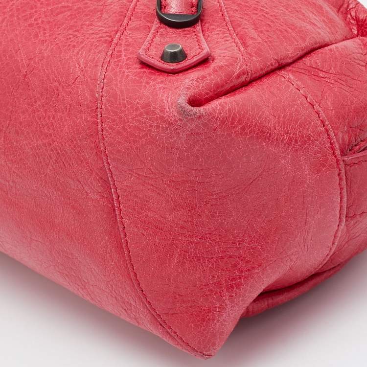 Pre Owned Balenciaga Pink Leather Cosmetic Pouch