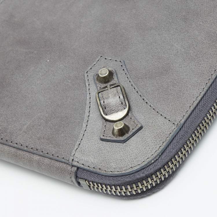 Pre Owned Balenciaga Ardoise Leather Arena Hardware Laptop Case
