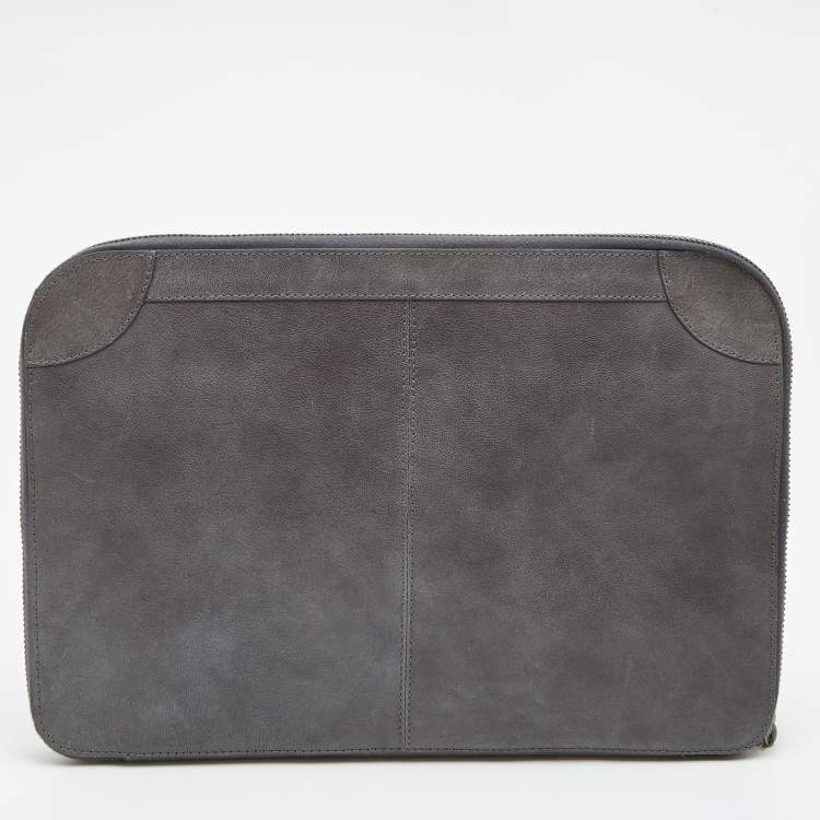 Pre Owned Balenciaga Ardoise Leather Arena Hardware Laptop Case