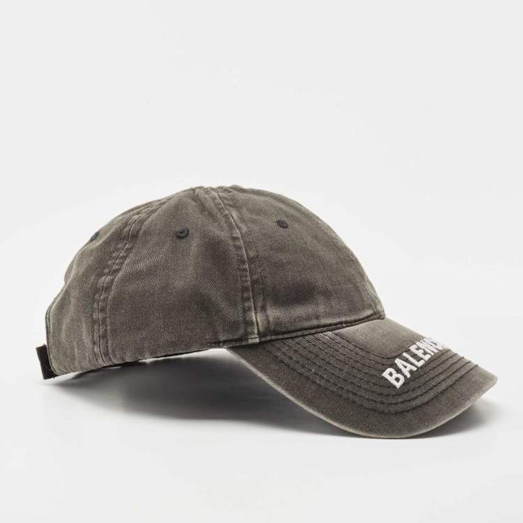 Pre Owned Balenciaga Grey Embroidered Logo Cotton Classic Baseball Cap 