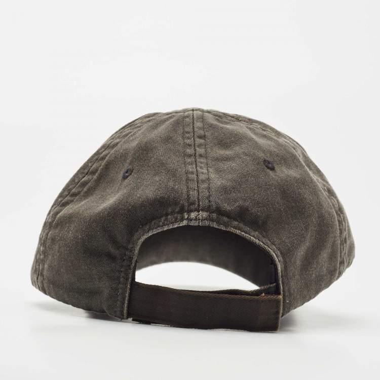 Pre Owned Balenciaga Grey Embroidered Logo Cotton Classic Baseball Cap 
