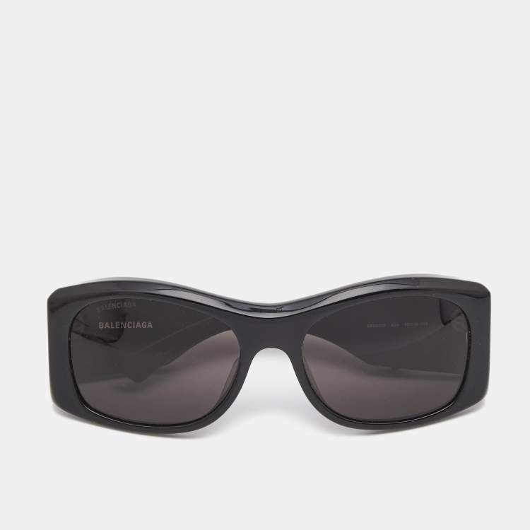 Pre Owned Balenciaga Black Rectangular Sunglasses