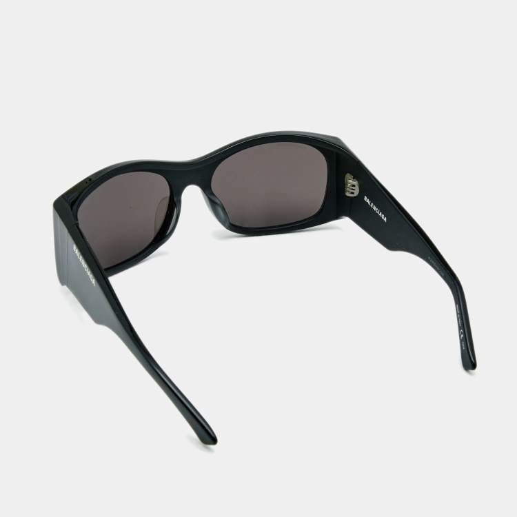 Pre Owned Balenciaga Black Rectangular Sunglasses