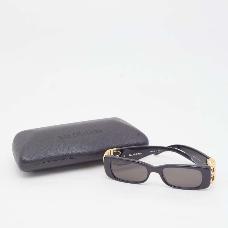 Pre Owned Balenciaga Black/Black BB0096S Rectangle Sunglasses