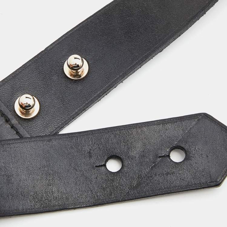 Pre Owned Balenciaga Black Leather Buckle Waist Belt 70CM