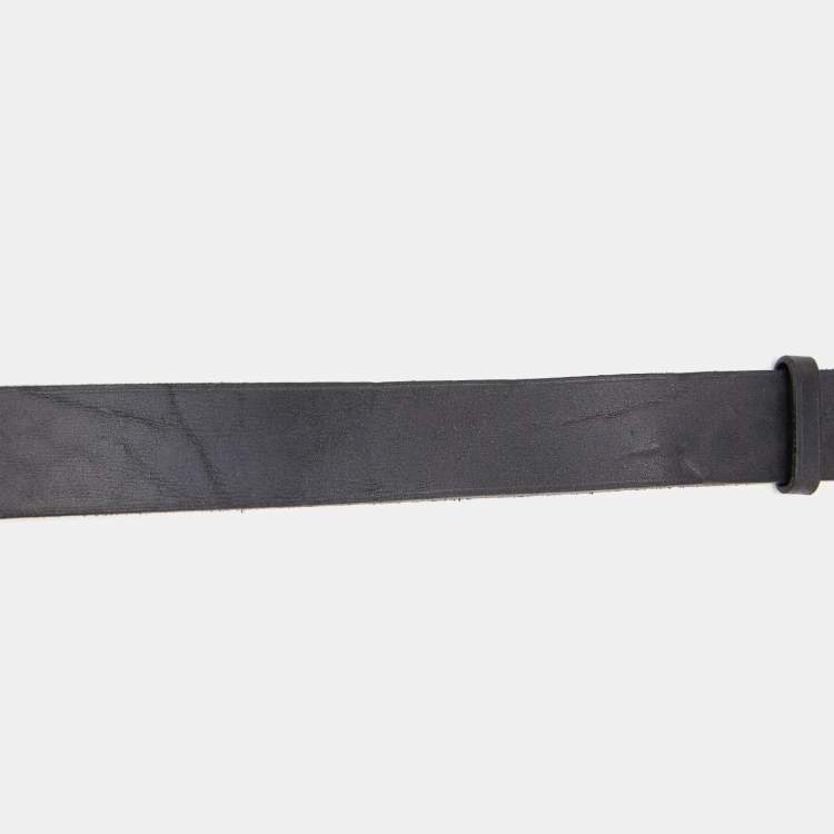 Pre Owned Balenciaga Black Leather Buckle Waist Belt 70CM
