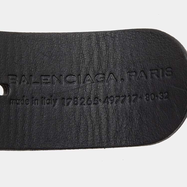 Pre Owned Balenciaga Black Leather Embellished Waist Belt 
