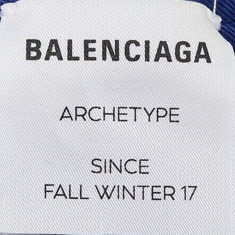 Pre Owned Balenciaga Blue Logo Embroidered Cotton Baseball Cap M
