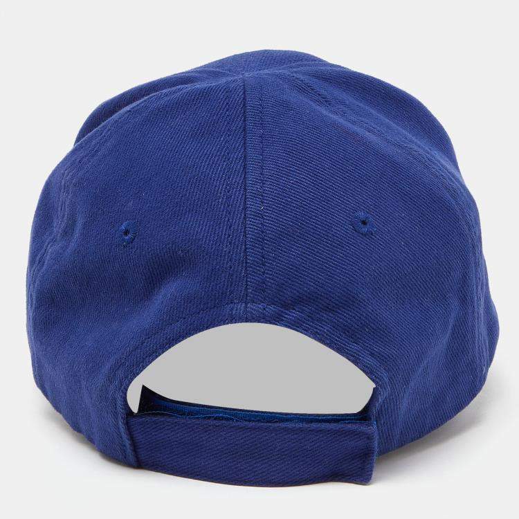 Pre Owned Balenciaga Blue Logo Embroidered Cotton Baseball Cap M
