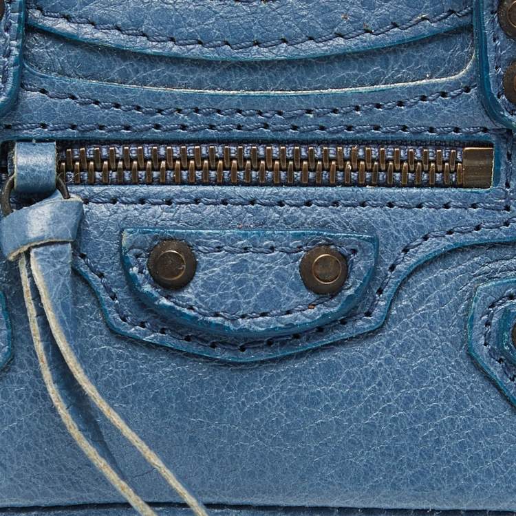 Pre Owned Balenciaga Blue Leather City Bag Charm