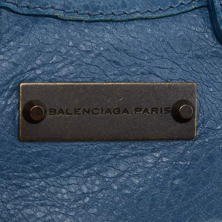 Pre Owned Balenciaga Blue Leather City Bag Charm