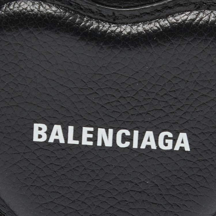 Pre Owned Balenciaga Black Leather Heart Key Ring Bag Charm