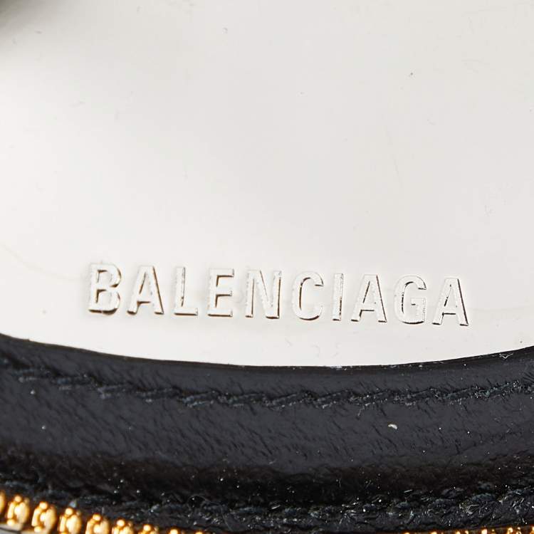 Pre Owned Balenciaga Black Leather Heart Key Ring Bag Charm